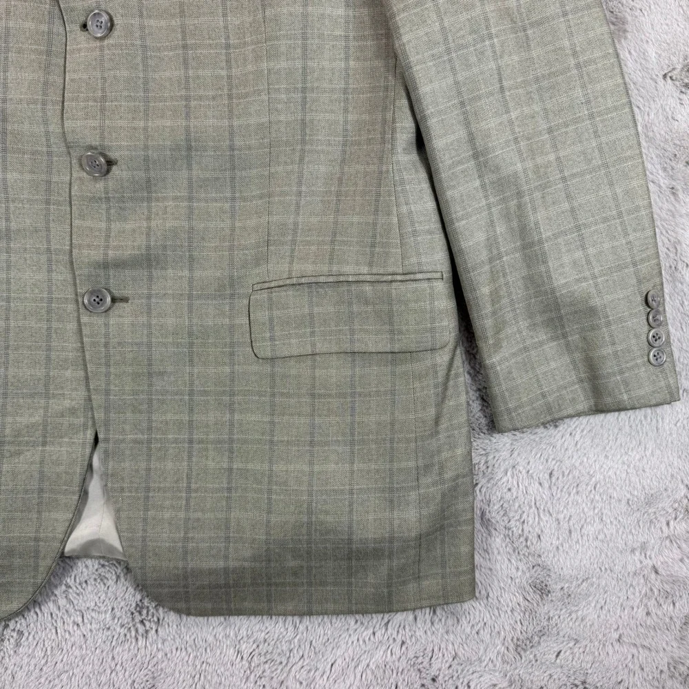 John Nordstrom Plaid Sport Coat Blazer 3 Button‎ Classic Versatile Silk Wood 44R